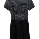 Drew Vegan Faux Leather pleated Lined Dress Black Size 2 Photo 0
