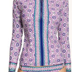 Nanette Lepore Swim Mellorca Long Sleeve Rash Guard Top Purple Print Size Large Photo 0