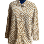 A' LA CARTE Print Suede Collar Shirt Jacket Size Large Crean Tan New With Tags Photo 0