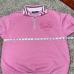 Barbie Pink Embroidered Varsity Tracksuit Fleece Quarter Zip Sweatshirt Medium Photo 6