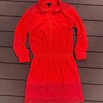 Victoria's Secret Bright Red Orange Long Sleeve Shirt Dress With lace Panels Photo 0