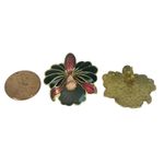 Vintage Black and Pink Iris Metal Earrings Photo 4