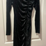 Chic Black Velvet Long Sleeve Dress Size XXS Photo 0