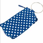 None Polka Dot Ruffled Clutch Blue White Photo 1