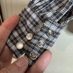 Greyson NEW 313 Sz M White Olive Navy Plaid Cotton Blend Trend Top Size M Photo 4