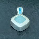Vintage 925 Signed Blue Topaz Aquamarine Natural Gemstone Pendant 5.6g Photo 8