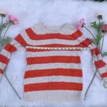Pink Rose  Coral Off White Striped Sweater Size Small Casual Stripes Cotton Photo 1