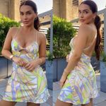 ZARA  Cutout Satin effect mini dress Size L psychedelic 70’s  coquette boho Retro Photo 1