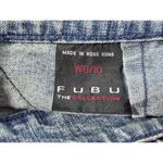 VTG 90s Fubu Jean Skirt Size 9/10 Leather Detail Hip Hop Fatty Girl Club Y2K Blue Photo 7