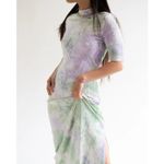 Free People Find Me Now Helene Amethyst Tie-Dye Velvet Pleated Midi Dress XS Photo 3