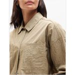 Athleta NWOT  Lightweight Lunar Sheen Shirt Jacket Brownstone Beige XL Relaxed Photo 2