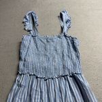 H&M  Blue & White Striped Ruched Bodice Wide Leg Jumpsuit Size Small EUC Photo 2