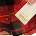 Kate Spade  Red Plaid Semi Sheer Silk Ruffle Shirt size 2 Photo 6