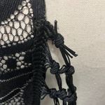 Upopby Black Boho Floral Lace Fringed Hem Sheer Short Duster Swim Cover Up Photo 10