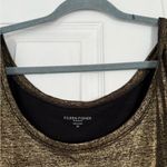 Eileen Fisher 100% Organic Linen Metallic Gold Olive Shimmer Top Holidays Glam Photo 2