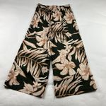Rachel Zoe  Dark Olive Tan Tropical Print Linen Blend Wide Leg Pant M Photo 5