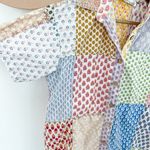 Sacred Threads Patchwork Short Sleeve Button Down Top Photo 3