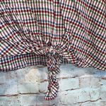 Madewell tie front top rainbow gingham check 3X v-neck short sleeve pullover Photo 2