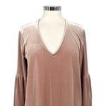 Madewell  Velvet V-Neck Balloon Sleeve Dress Blush Mauve Size Medium Photo 3