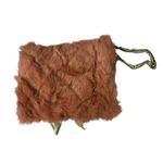 Wills River Co Pink Plush Faux Fur Wristlet Bag Green Satin Lined Y2K Retro Photo 5