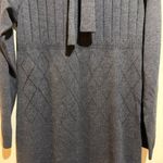St. John  Collection Gray Tie Neck Knit Sweater Dress Long Sleeve Photo 5