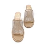 Ted Baker  Celya Crystal Mesh Heeled Mules Sandals Nude Tan Size EU 39 US 8.5 Photo 4