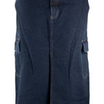 EXPRESS Blue High Waisted Front Slit Midi Cargo A-line Denim Jeans Skirt Size 12 Photo 0