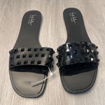 Nicole Miller New York Black Studded Jelly Flat Sandals Size 10 Photo 0