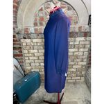 dress high neck long sleeve beaded blue knee length blue Size M Photo 4