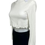 Adika NWT White Ribbed Knit High Neck Long Sleeve Pullover Crop Sweater Top XS Photo 1