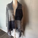 Knox Rose  Charcoal and Light Gray Poncho sweater. Photo 3