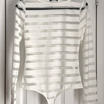 Source Unknown 🆕 Sheer Stripe Bodysuit - Size L Photo 0