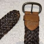 Oasis BROWN LEATHER WOVEN BELT SIZE MEDIUM/LARGE 46”/47” LENGTH BRASS BUCKLE Photo 3