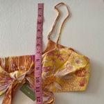 H&M  Floral Linen Blend Tie Front Crop Top M Retro Y2K Daisy Print Summer Blouse Photo 3