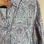 J. Jill Love Linen Essential Button Down Shirt with Blue, Purple Paisley Design Blue Size XS Photo 2