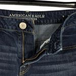 American Eagle SZ 8 Jean Shorts Mid-Rise Zip-Fly Pockets Frayed Hems Whiskered Photo 1