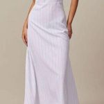 Rihoas White Striped Tie Shoulder Maxi Dress Black Size M Photo 2