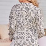 Free People Free People Mia Long Cream Block Print Sun Tunic Medium Boho Whimsical Earthy Photo 2
