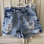 Brandy Melville Blue Distressed Denim Jean Shorts Photo 0