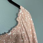 Urban Romantics  Women's Pink Polka Dot Boho Peasant Top - Size Large - Smocked Photo 1