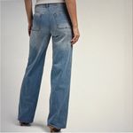 Oak Oat New York High Rise Square Pocket Wide Leg Raw Hem Denim Jeans Photo 1