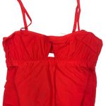HAH X FREE PEOPLE Cut Out Bodysuit S Blood Orange Feminine Party Mesh Boho NWT Red Photo 3