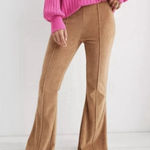 Aerie  Velvet Ribbed Flare Pants Size Small Groove On Tan Bell Bottoms 70s Boho Photo 0