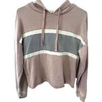 Hippie Rose Stripped Long Sleeve Extended Cropped Hoodie Photo 0