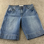 Fashion Bug  Womens Denim Bermuda Shorts Cuffed Size 16 Embroidered‎ Pockets Y2K Photo 0