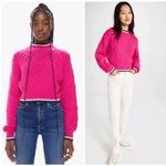 Mother The Mock Neck Pink Cable Knit Cropped Jumper Sweater Size Medium Photo 1