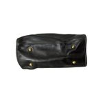 Johnston & Murphy Black Leather Tote Bag Purse Gold Logo Charm | Large Interior Photo 3