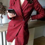ZARA Red Houndstooth Jumpsuit Dress Photo 1