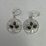 Tree Of Life Sterling Silver & Green Baltic Amber Drop Earrings Photo 9