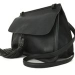 Gucci  Black Leather Front Flap Closure Bamboo & Long Black Tassels Shoulder Bag Photo 3